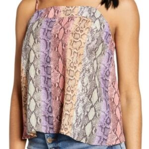 Hiatus colorful snakeskin top spagetti strap camisole with back cut out - large